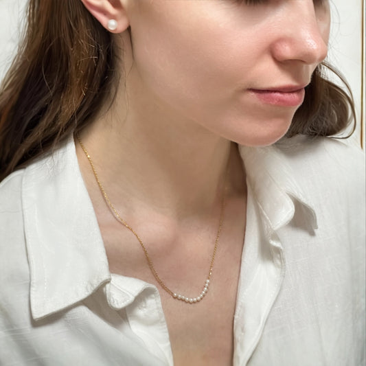 極小3mmパール スマイルネックレス 14KGF / 日本製ハンドメイド